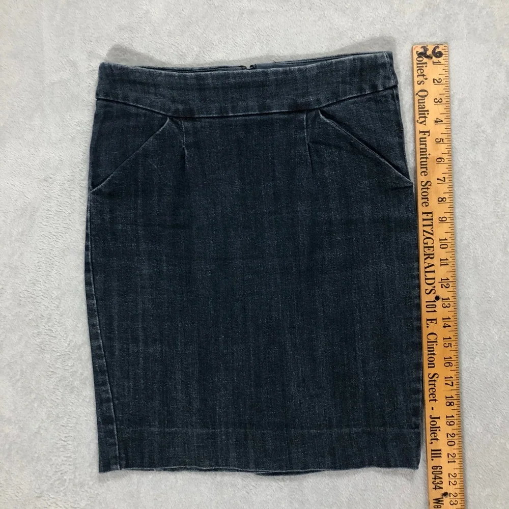 J.Crew‎ Denim Skirt Pencil Pockets Dark Wash Career Casual Size 30